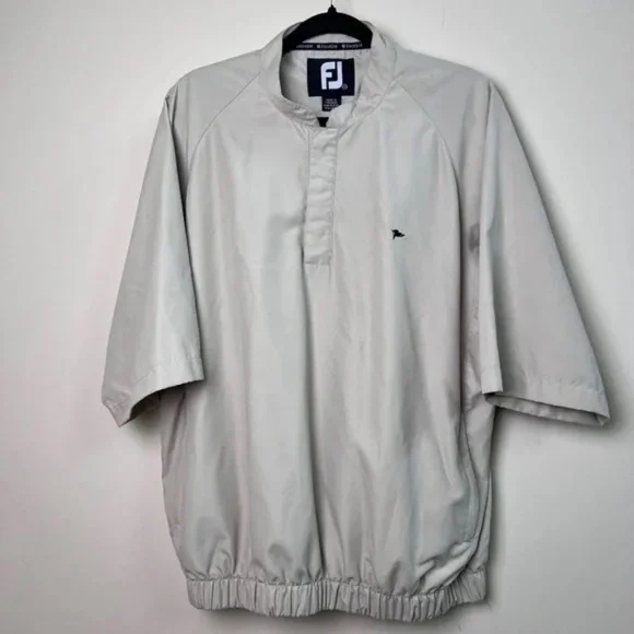 FootJoy Quarter Snap Golf Jacket Beige Men’s Size Medium Henley Pullover Pockets - Picture 1 of 9
